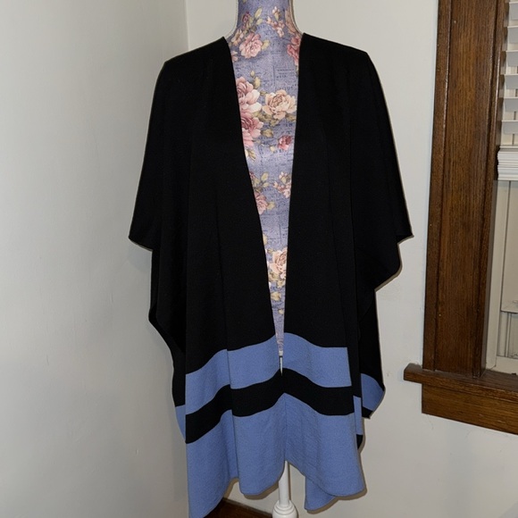 Black Blue Wrap Around Cardigan Scarf - Picture 3 of 5